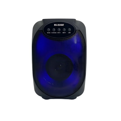 Parlante Portátil Bluetooth MS-2618BT – 8W, Luces LED Dinámicas y Conectividad Completa