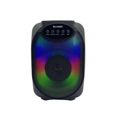 Parlante Portátil Bluetooth MS-2618BT – 8W, Luces LED Dinámicas y Conectividad Completa