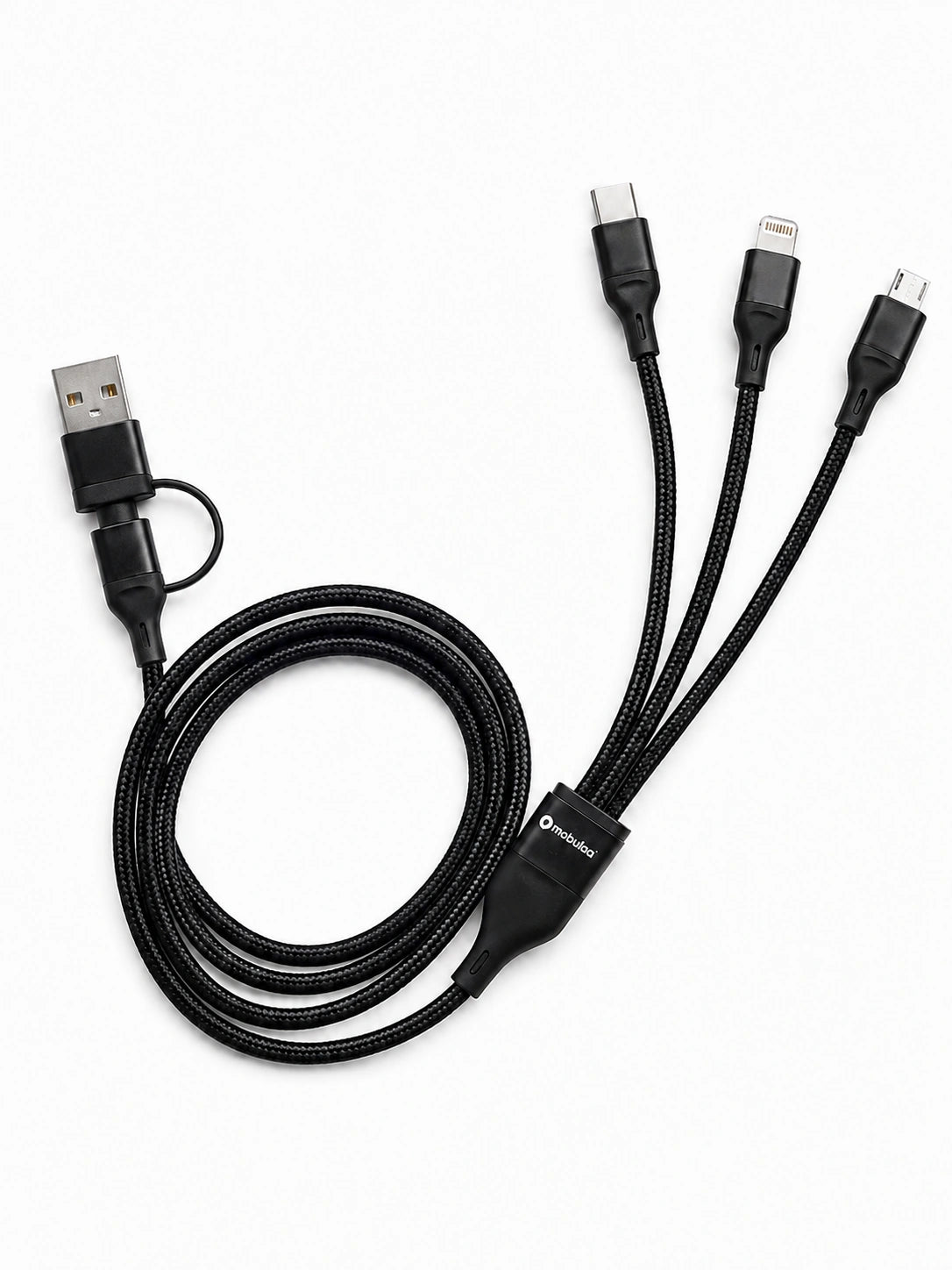 Mobulaa C-S1: 3 puntas, entrada usb y tipo C para Celular y Tablet, carga rapida 60W, 1.2 metros