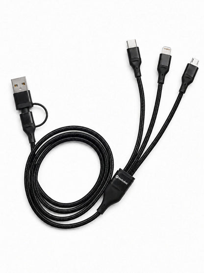 Mobulaa C-S1: 3 puntas, entrada usb y tipo C para Celular y Tablet, carga rapida 60W, 1.2 metros