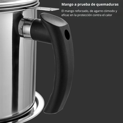 Olla Coladora de Aceite de Acero Inoxidable con Malla Fina – Almacenamiento Seguro y Práctico