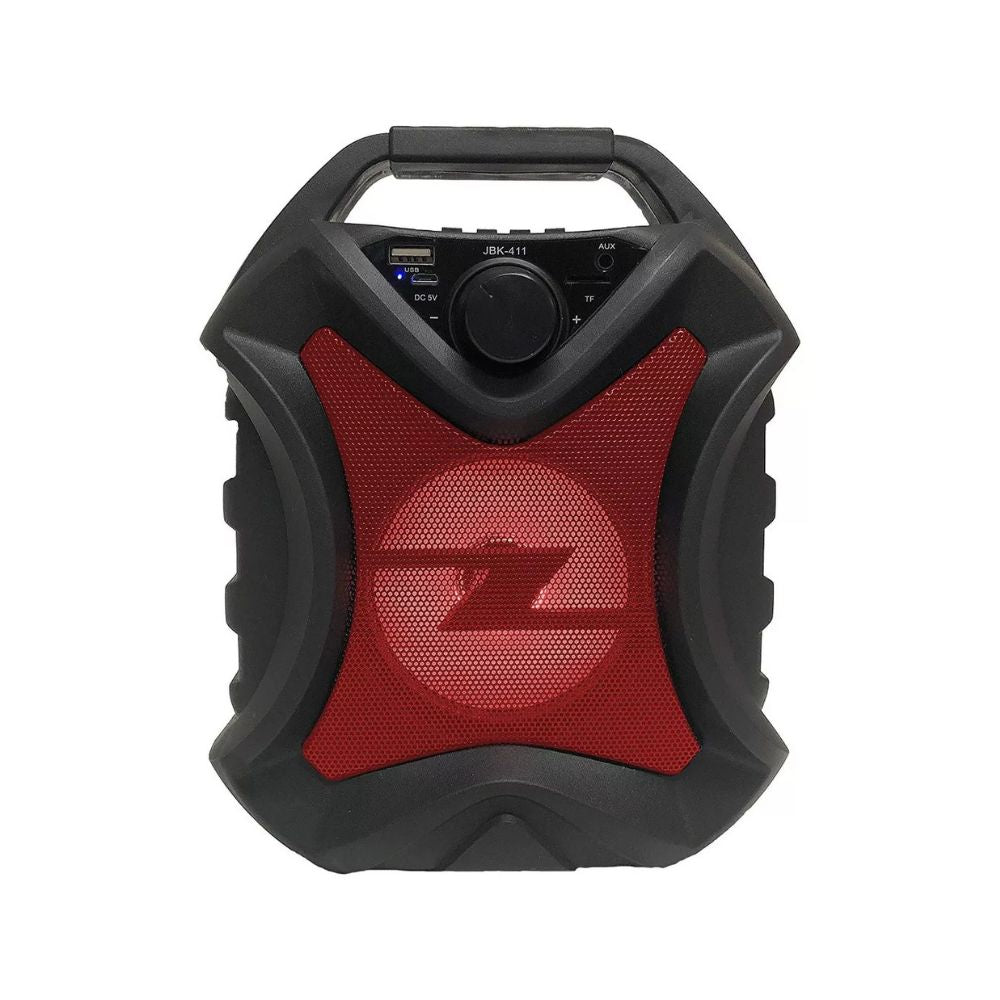 Parlante JBK-411 Bluetooth | 5W, USB/SD/FM - Batería 1200mAh (6h) + Luces LED - Portátil (22cm)