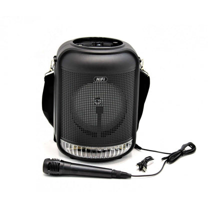 Parlante RX-6101 Bluetooth 5.0 TWS | 10W, Bocina 6.5" - Luces LED, USB/FM/AUX - Incluye Micrófono para Karaoke