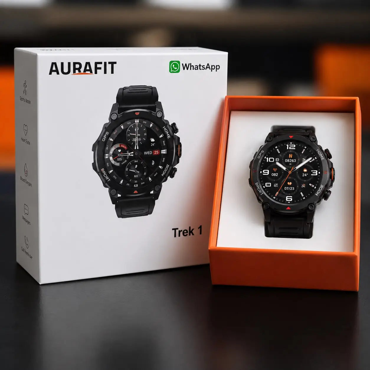 Smartwatch reloj inteligente Aurafit Trek 1 | Pantalla AMOLED, GPS Integrado, whatsapp y Llamadas