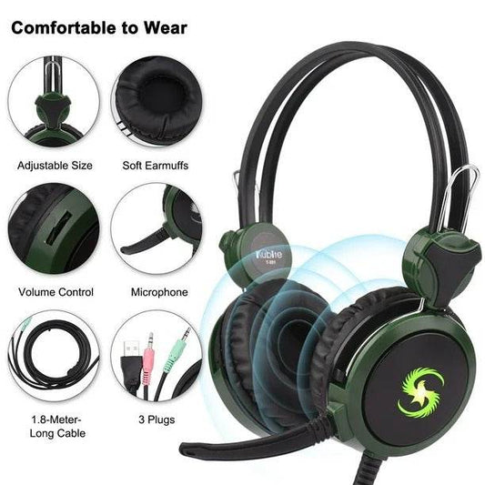 Diademas Gamer T-591 con Luces RGB y Micrófono Omnidireccional | Compatibles con PC, Celular y Consolas