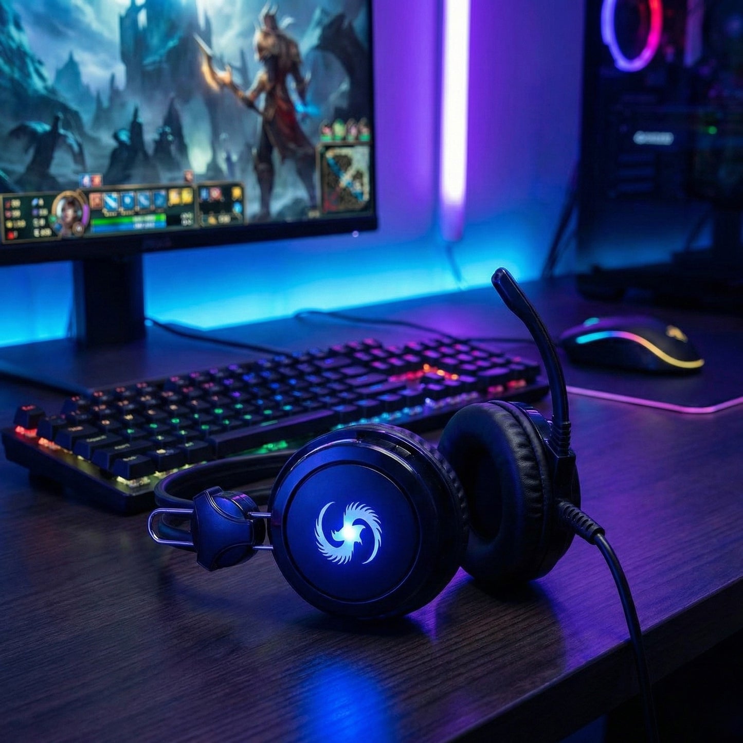 Diademas Gamer T-591 RGB - Micrófono Omnidireccional - Vista 4