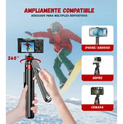 Trípode Selfie Stick 1.8m WEB-P195 | Base 4 Patas y Bluetooth