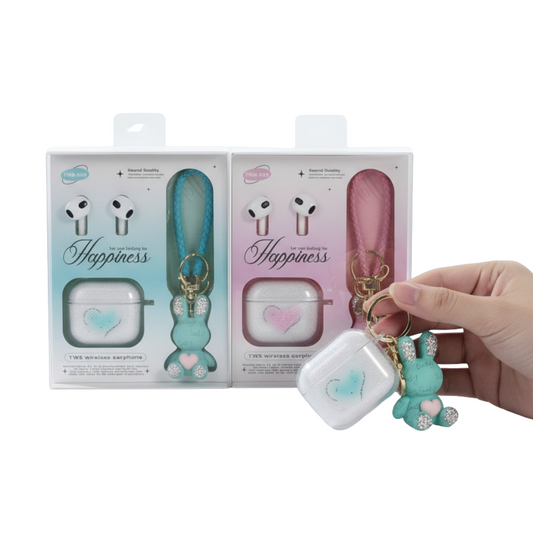 Auriculares Inalámbricos TWS K20 Happiness | Bluetooth Estable, Sonido Envolvente y Estuche con Llavero Decorativo