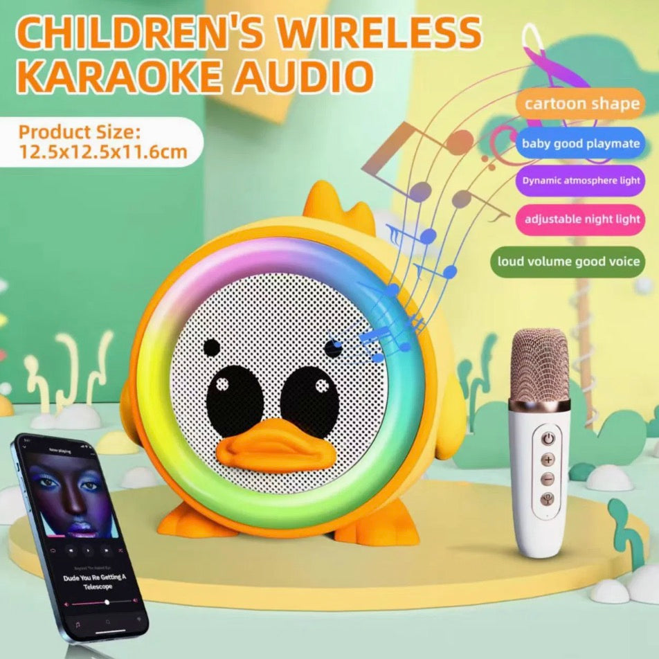 Sistema de Karaoke Portátil para Niños GMJ 9835 - Altavoz Animalito con Micrófono Luminoso y Cambiador de Voz