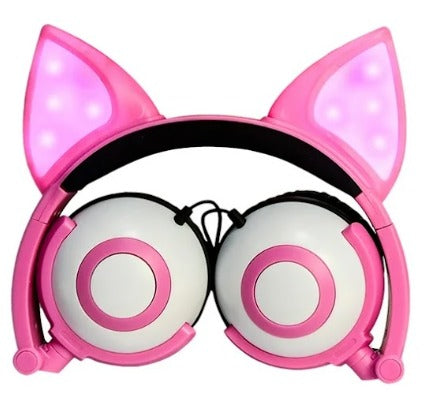 🎧 Auriculares Audífonos con Orejas de Gato, Plegables y con Luz LED – Diversión, Comodidad y Estilo para Niños y Niñas 🐱✨
