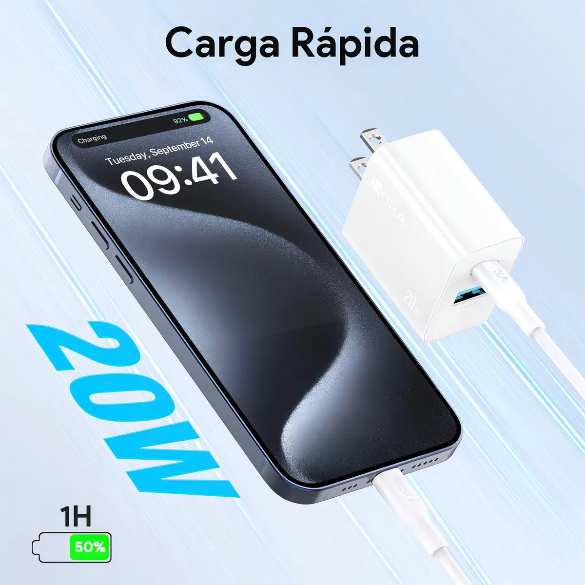 Cargador Tipo C 2 En 1 Carga Rápida 20w Salida Dual - Vista 2