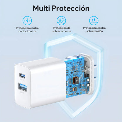 Cargador Tipo C 2 En 1 Carga Rápida 20w Salida Dual - Vista 3
