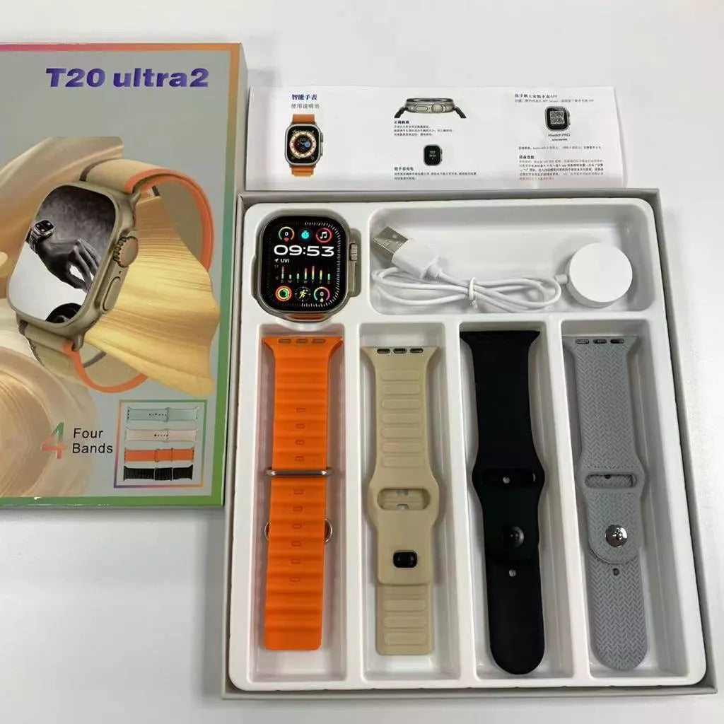 Smartwatch T20 Ultra S | Reloj inteligente - Carga Inalámbrica con 4 correas