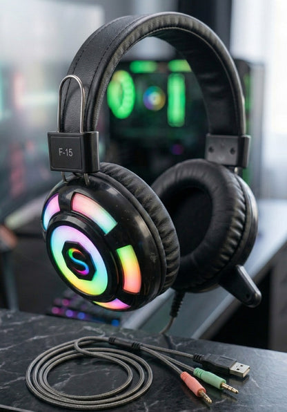 Diademas Gamer RGB F-15 - Sonido Envolvente 20Hz-20kHz - Vista 3