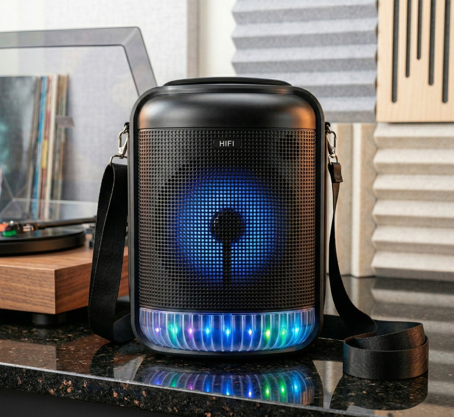 Parlante RX-6101 Bluetooth 5.0 TWS | 10W, Bocina 6.5" - Luces LED, USB/FM/AUX - Incluye Micrófono para Karaoke