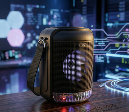 Parlante RX-6101 Bluetooth 5.0 TWS | 10W, Bocina 6.5" - Luces LED, USB/FM/AUX - Incluye Micrófono para Karaoke