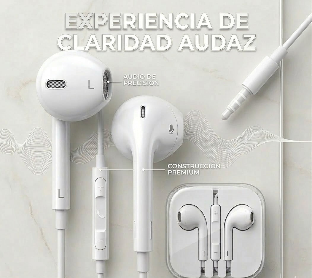 Audífonos Alámbricos 3.5mm con Micrófono y Control de Volumen | Cable Universal - Vista 3