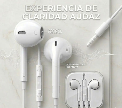 Audífonos Alámbricos 3.5mm con Micrófono y Control de Volumen | Cable Universal - Vista 3