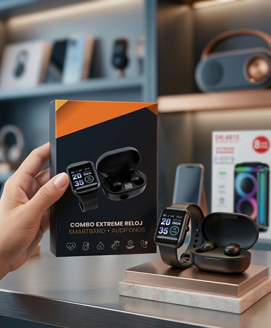 Reloj Smartwatch + Audífonos Inalámbricos, 2 en 1 - Combo inteligente