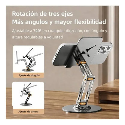 Soporte Metálico para Celular Ajustable 360° | Plegable y Antideslizante