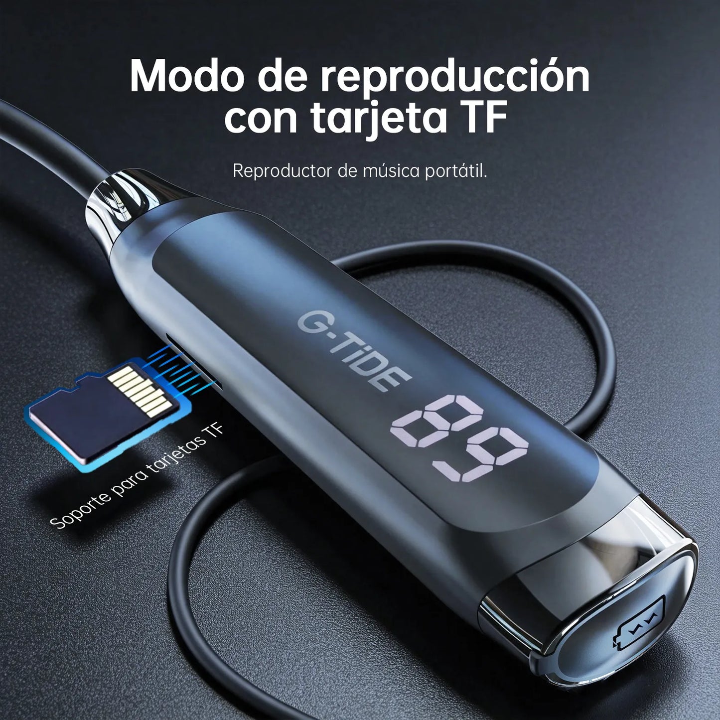 Audífonos de Cuello G-Tide EG22: Reproductor MP3 Independiente (Micro SD), Pantalla Digital LCD y Cancela - Vista 4