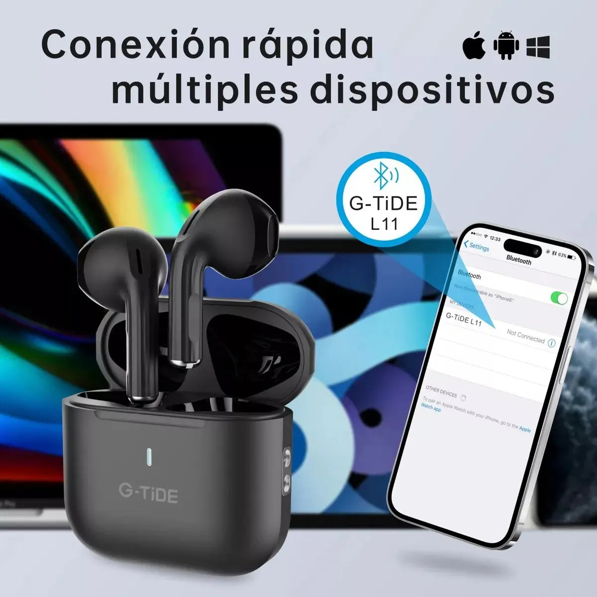 Audífonos G-Tide L11 In-Ear Bluetooth 5.3: Sonido HD, Control Táctil + Funda Protectora y Cordón de Regal - Vista 8
