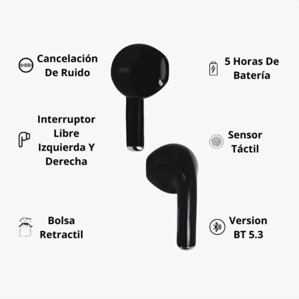 Audífonos G-Tide L11 In-Ear Bluetooth 5.3: Sonido HD, Control Táctil + Funda Protectora y Cordón de Regalo