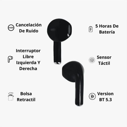 Audífonos G-Tide L11 In-Ear Bluetooth 5.3: Sonido HD, Control Táctil + Funda Protectora y Cordón de Regalo