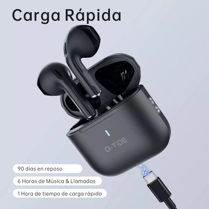 Audífonos G-Tide L11 In-Ear Bluetooth 5.3: Sonido HD, Control Táctil + Funda Protectora y Cordón de Regalo
