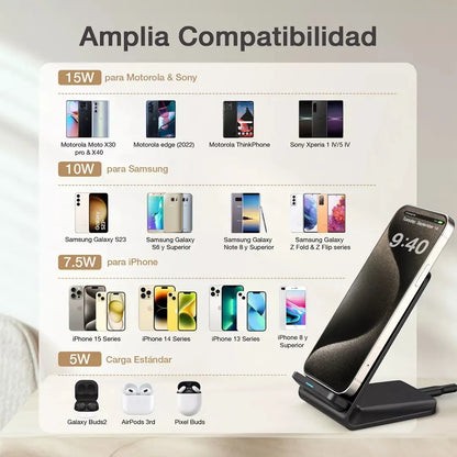 ⚡ Cargador Inalámbrico 1Hora GAR157 15W | Carga Rápida Qi