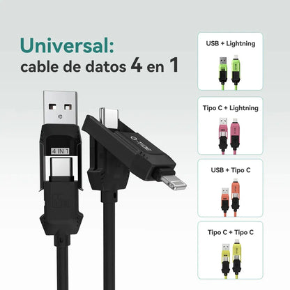 Cable G-Tide Vida Colorida 4 en 1: Carga Ultra Rápida 65W, USB-A/C a Lightning/C (1.5 Metros) para Laptop - Vista 3