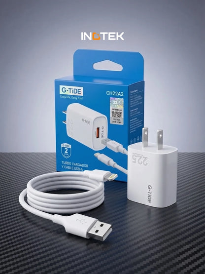 Cargador Cubo Turbo G-Tide 22.5W Carga Rápida Para iPhone + Cable - Vista 3