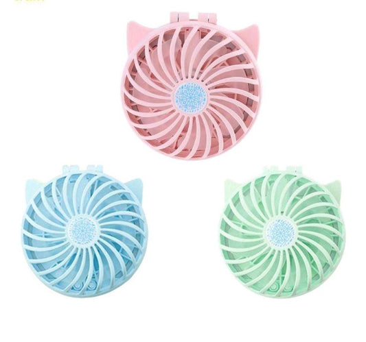 Ventilador mini con espejo redondo