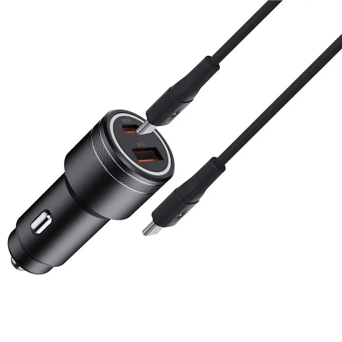 Cargador de Carro coche Doble Puerto USB + tipo C 30W carga rapida con Cable Tipo C a Tipo C