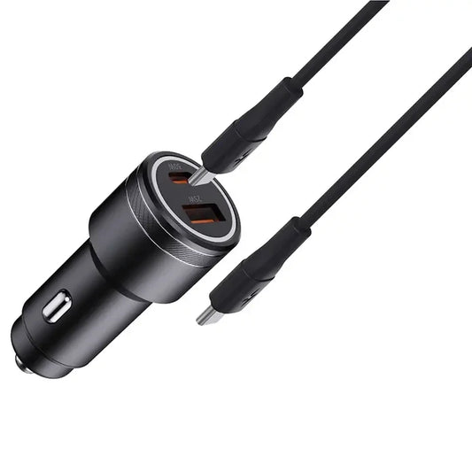 Cargador de Carro coche Doble Puerto USB + tipo C 30W carga rapida con Cable Tipo C a Tipo C