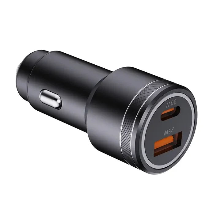 Cargador de Carro coche Doble Puerto USB + tipo C 30W carga rapida con Cable Tipo C a Tipo C