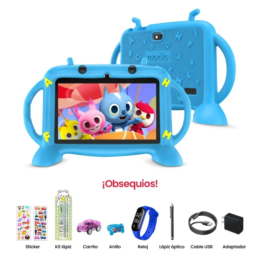 Tablet Infantil Modio M56 7" Android 13 | 256GB 6GB RAM | Forro Antigolpes