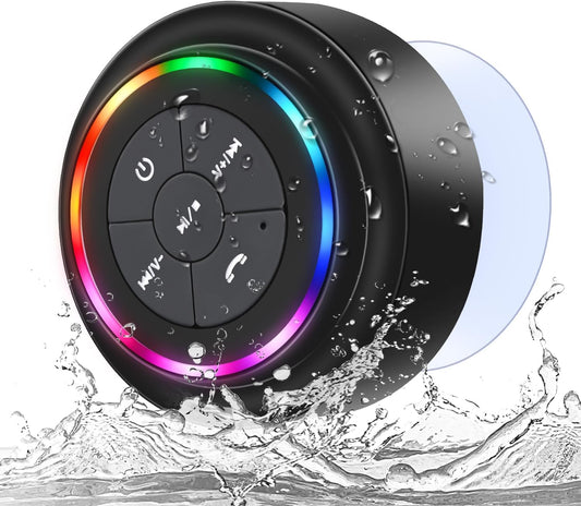Mini Parlante para Ducha BTS07 | Bluetooth 5.0 + Micrófono, (5W) | Compacto (5.5cm)