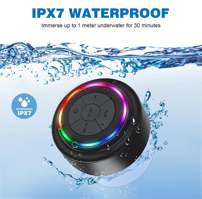 Mini Parlante para Ducha BTS07 | Bluetooth 5.0 + Micrófono, (5W) | Compacto (5.5cm)