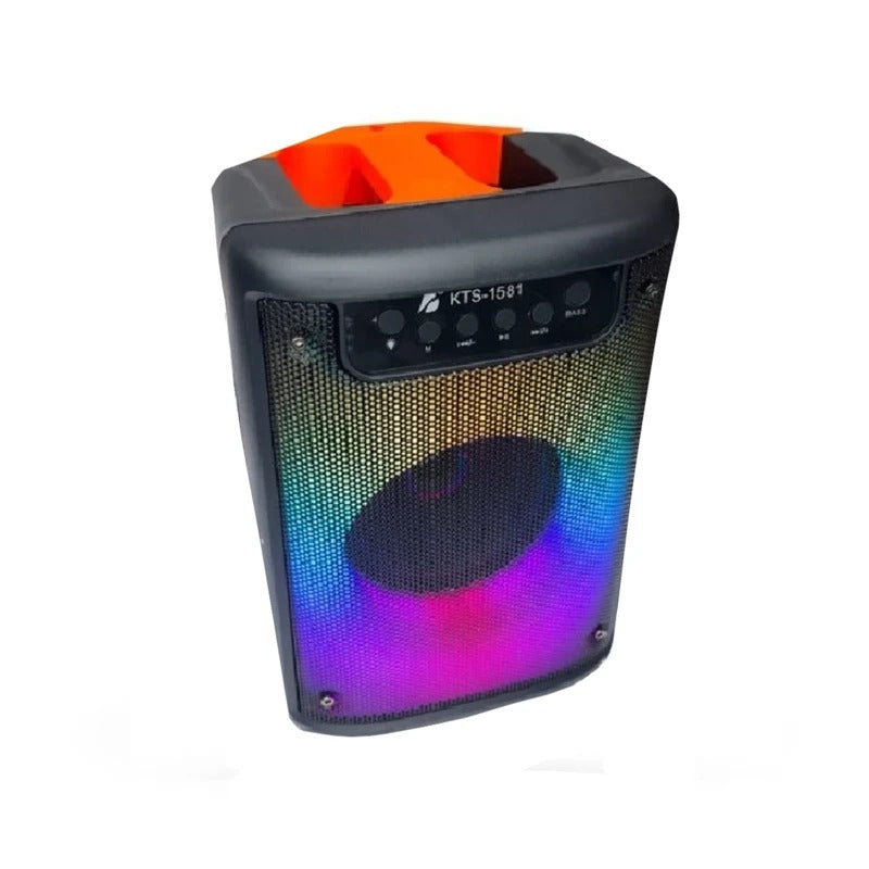 Parlante KTS-1581 Bluetooth 10W | USB/SD/FM/AUX + Entrada Micrófono - Ideal para Karaoke y Fiestas - (22cm)