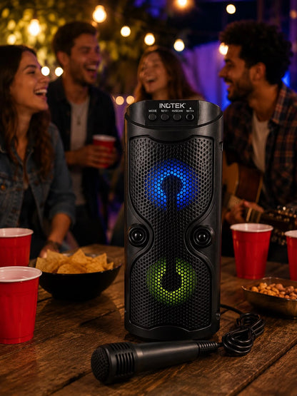 Parlante con microfono Ino Pulse 100 | Bluetooth, Luces LED y Portátil