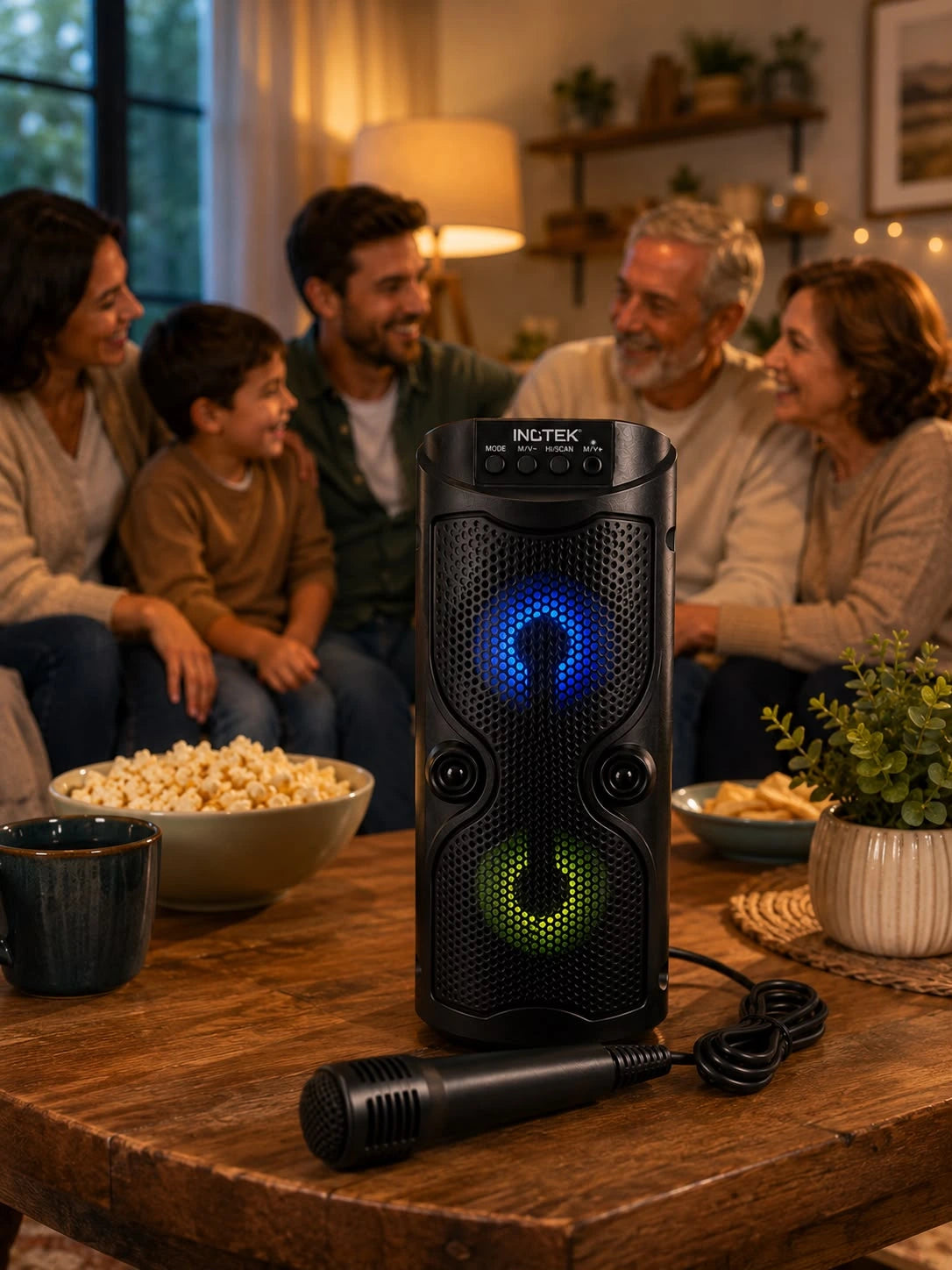 Parlante con microfono Ino Pulse 100 | Bluetooth, Luces LED y Portátil