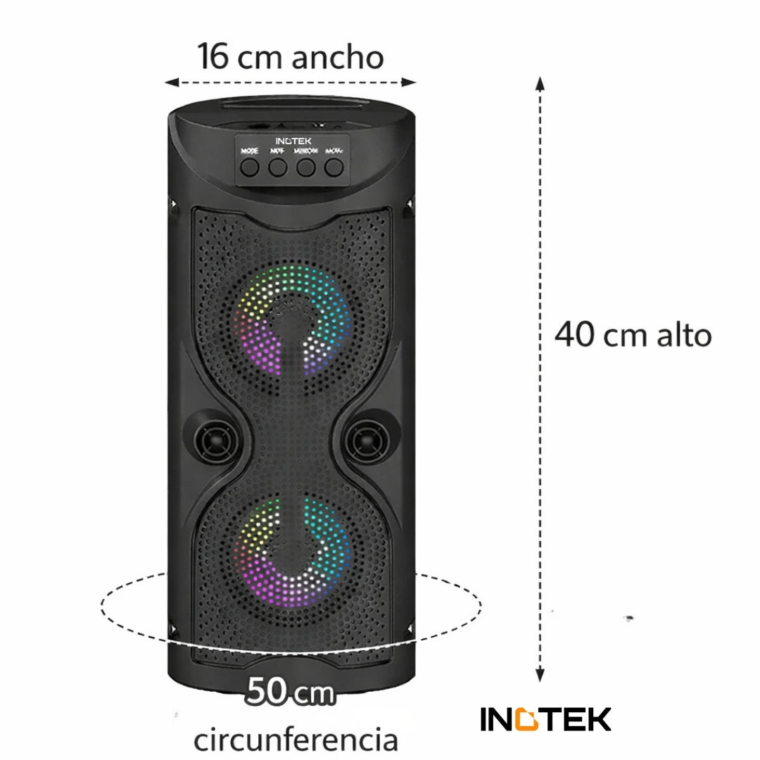 Parlante Portátil Bluetooth Inotek Ino Pulse 100 con Micrófono y Luces LED
