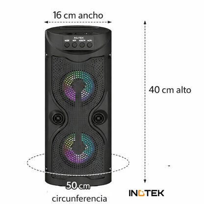 Parlante Portátil Bluetooth Inotek Ino Pulse 100 con Micrófono y Luces LED