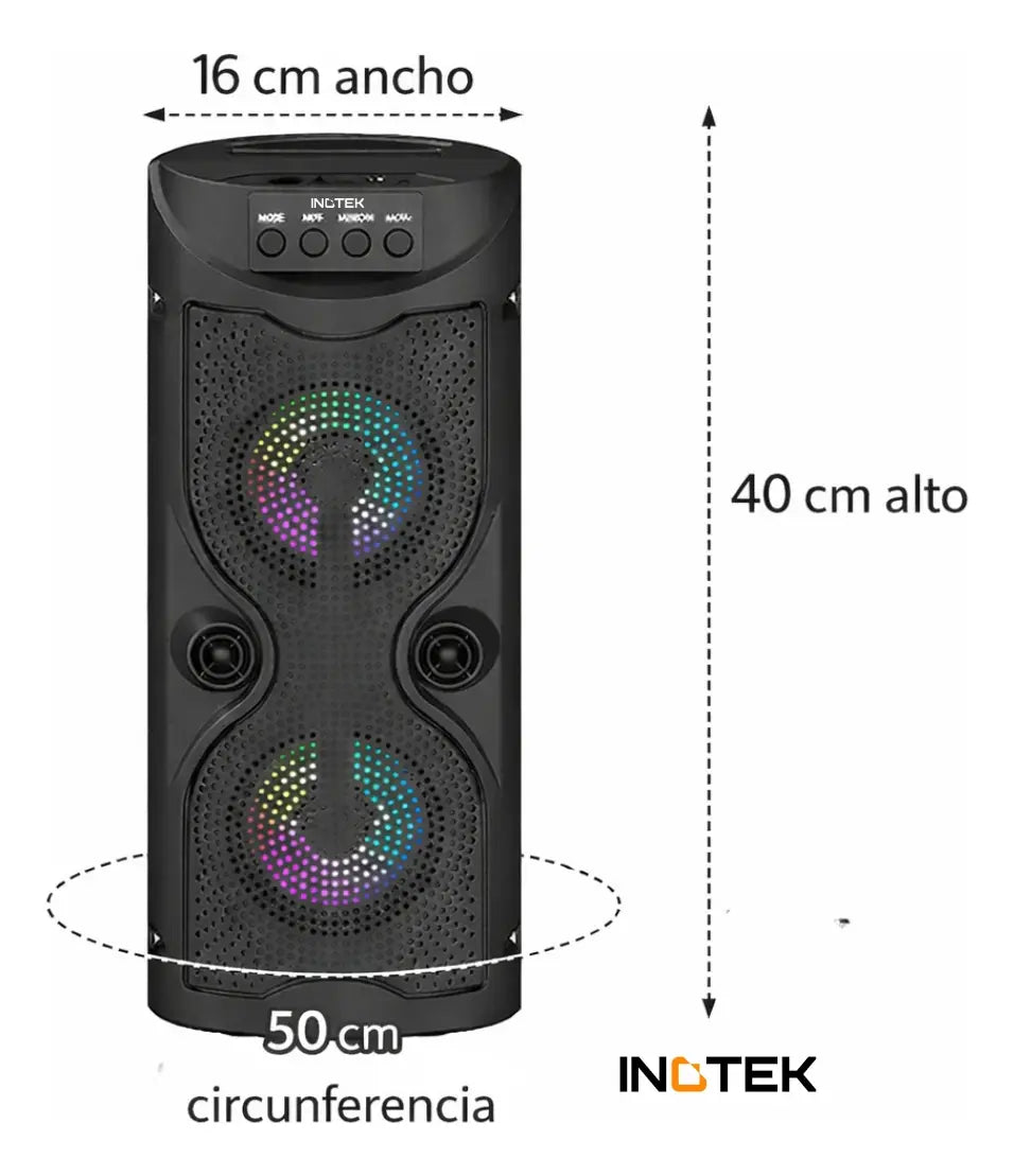 Parlante con microfono Ino Pulse 100 | Bluetooth, Luces LED y Portátil