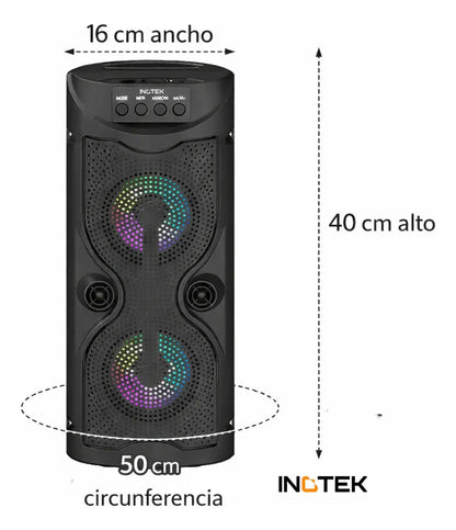 Parlante con microfono Ino Pulse 100 | Bluetooth, Luces LED y Portátil