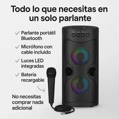 Parlante Portátil Bluetooth Inotek Ino Pulse 100 con Micrófono y Luces LED