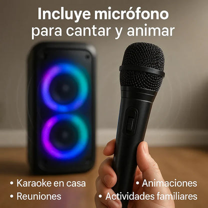 Parlante Portátil Bluetooth Inotek Ino Pulse 100 con Micrófono y Luces LED