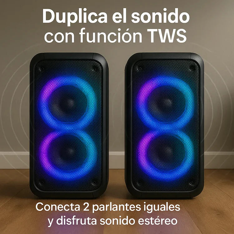 Parlante Portátil Bluetooth Inotek Ino Pulse 100 con Micrófono y Luces LED