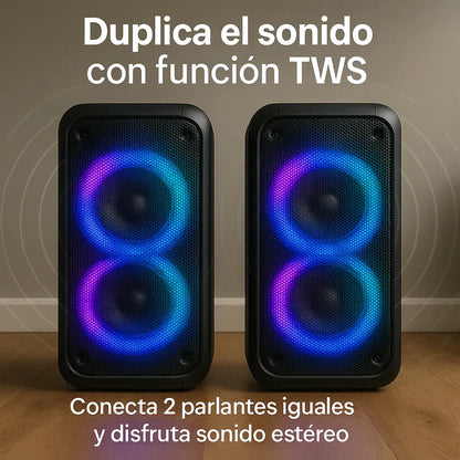 Parlante Portátil Bluetooth Inotek Ino Pulse 100 con Micrófono y Luces LED